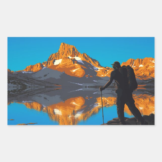 Pegatina Rectangular Arte - Supervisando el pico de la pancarta - John  (Anverso)