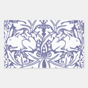 Pegatina Rectangular Artes y Manualidades Botánicas de Conejo Lavanda