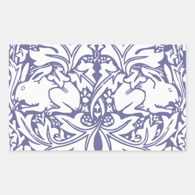 Pegatina Rectangular Artes y Manualidades Botánicas de Conejo Lavanda (Anverso)