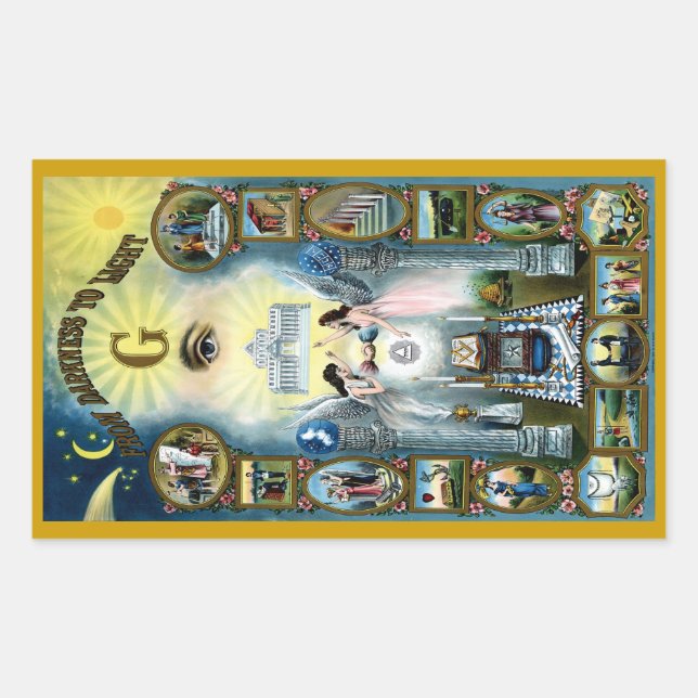 Pegatina Rectangular Artesanía antigua masonería Masonic Hazen (Anverso)