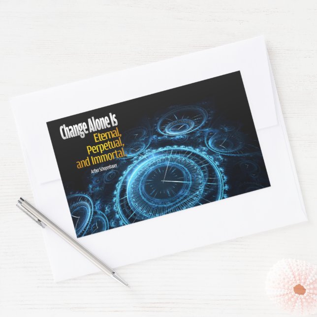 Pegatina Rectangular Arthur Schopenhauer Cita Inspiradora "Cambio" (Sobre)