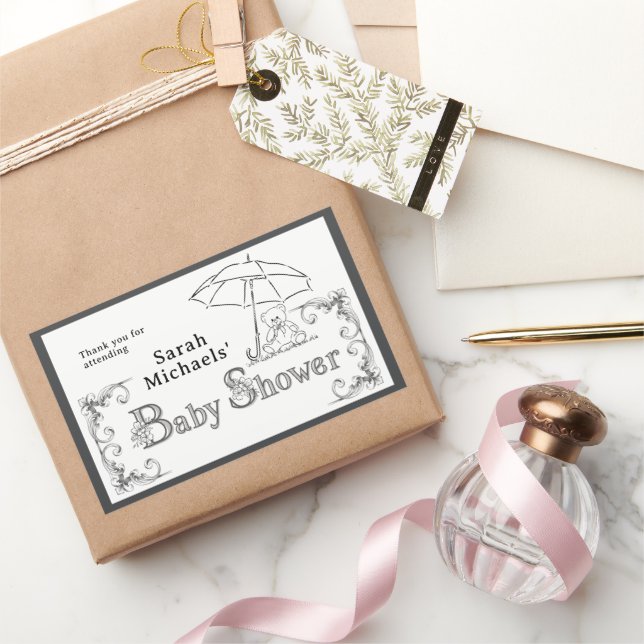 Pegatina Rectangular Artsy Baby Shower (Regalar)