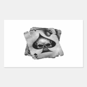 Pegatina Rectangular As del cráneo de las espadas