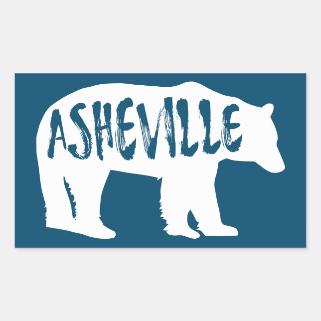 Pegatina Rectangular Asheville Bear (Anverso)