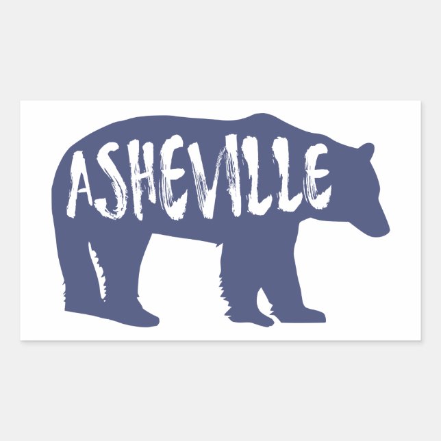 Pegatina Rectangular Asheville Bear (Anverso)