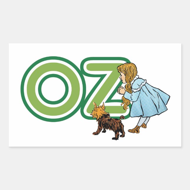 Pegatina Rectangular Asistente de cosecha de Oz Dorothy Toto con letras (Anverso)