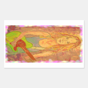 Pegatina Rectangular aspecto de la huella de pantalla del chica de rock