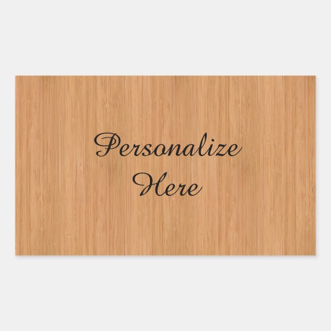Pegatina Rectangular Aspecto natural del grano de madera de bambú (Anverso)