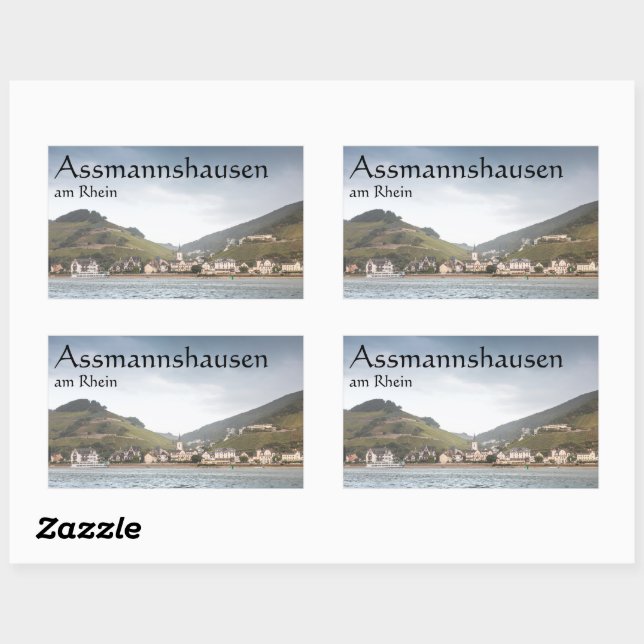 Pegatina Rectangular Assmannshausen Alemania (Hoja)
