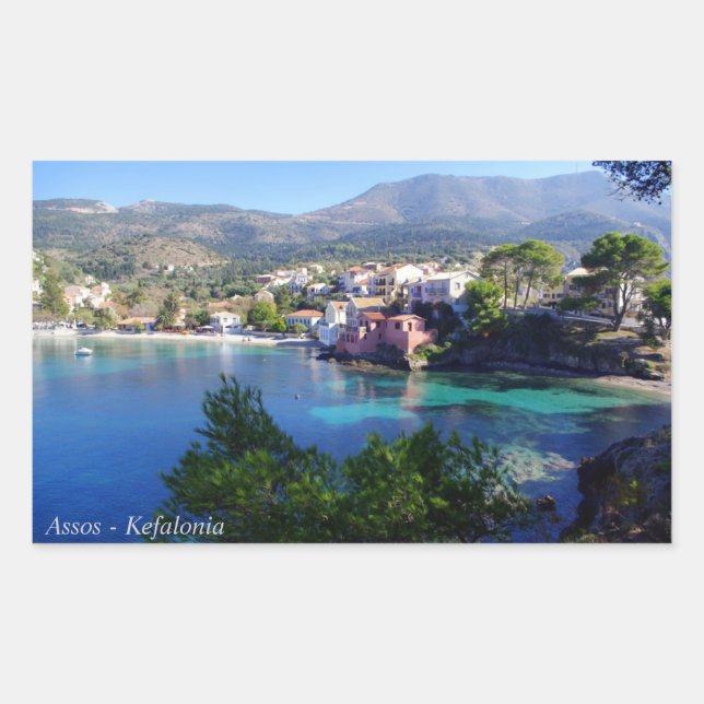 Pegatina Rectangular Assos - Kefalonia (Anverso)