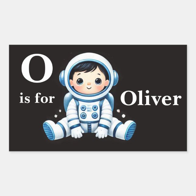Pegatina Rectangular Astronauta Personalizado (Anverso)
