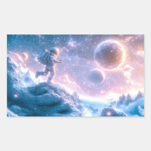 Pegatina Rectangular Astronauta saltando