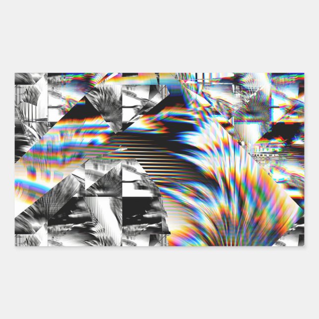 Pegatina Rectangular Ataque con arco iris (Anverso)