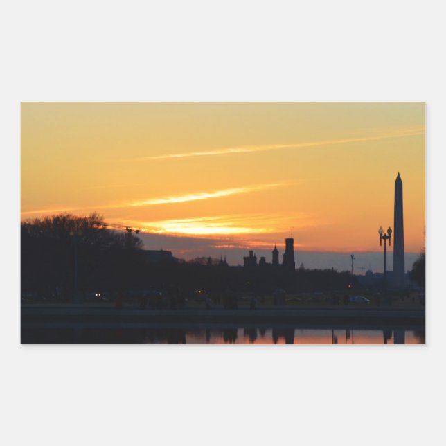 Pegatina Rectangular Atardecer desde Capitol Hill. (Anverso)