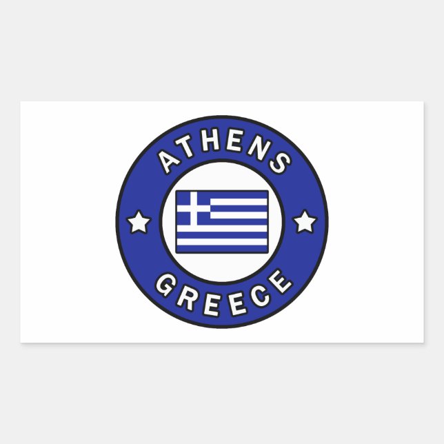 Pegatina Rectangular Atenas Grecia (Anverso)