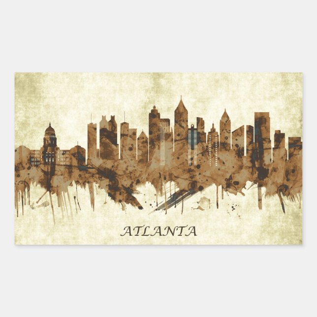 Pegatina Rectangular Atlanta Georgia Cityscape (Anverso)
