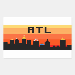 Pegatina Rectangular Atlántico, línea aérea de línea aérea de 8 bits