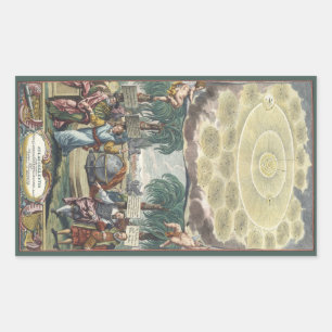 Pegatina Rectangular Atlas Coelestis de Doppelmaier, Astronomía Vintage