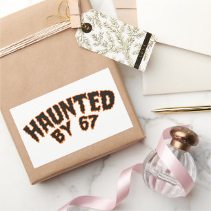 Pegatina Rectangular Atormentado por 67 Fantasmas Divertidos y Calabaza