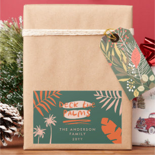 Pegatina Rectangular atracar a los navidades de palmeras tropicales mod