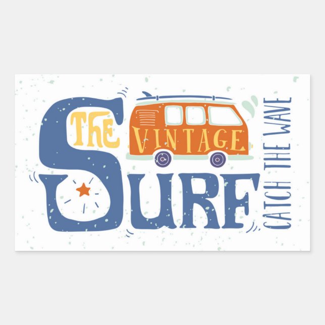 Pegatina Rectangular Atrapar Al Poster De Olas (Anverso)