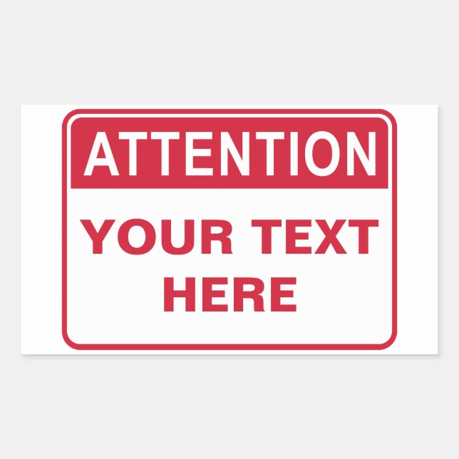 Pegatina Rectangular Attention Sign, template (Anverso)