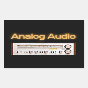 Pegatina Rectangular Audio analógico antiguo HI FI