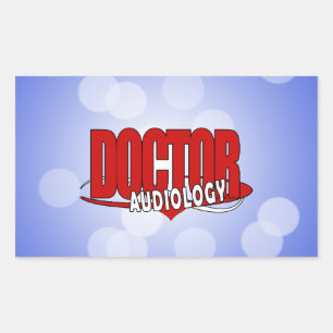 PEGATINA RECTANGULAR AUDIOLOGÍA MÉDICA AUDIOLOGISTA BIG RED LOGO