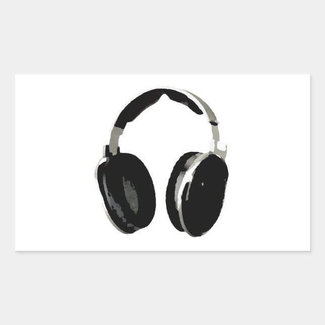 Pegatina Rectangular Auriculares de Pop Art (Anverso)