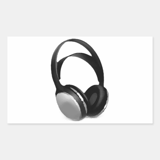 Pegatina Rectangular Auriculares de Pop Art (Anverso)