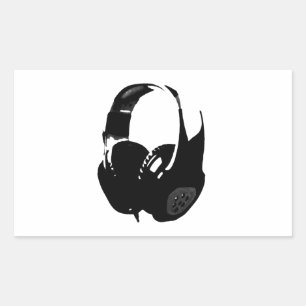 Pegatina Rectangular Auriculares de Pop Art