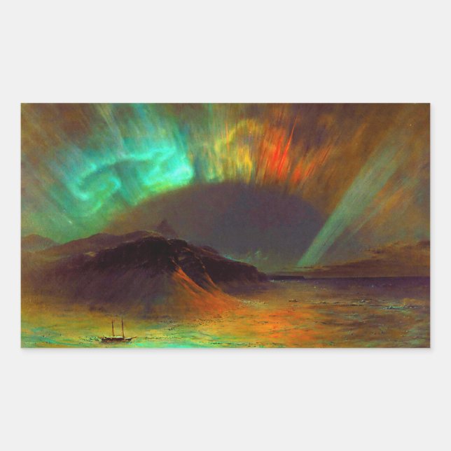 Pegatina Rectangular Aurora Borealis, auroras boreales (Anverso)