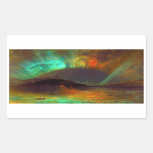 Pegatina Rectangular Aurora Borealis, auroras boreales