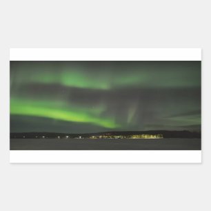Pegatina Rectangular Aurora borealis en el cielo