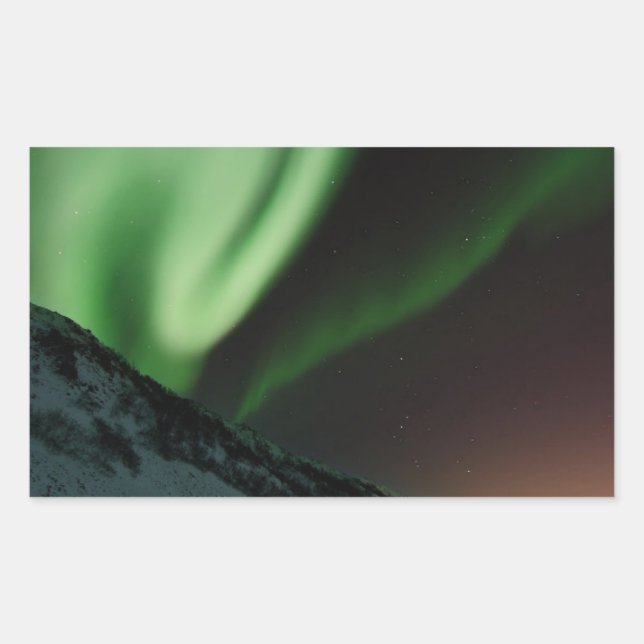 Pegatina Rectangular Aurora Borealis Noruega (Anverso)