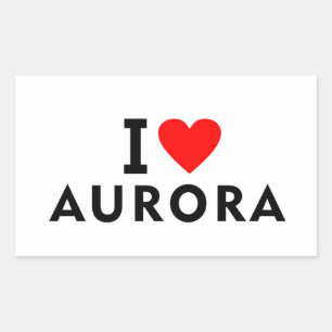 Pegatina Rectangular Aurora Estados Unidos América USA amor ciudad cora