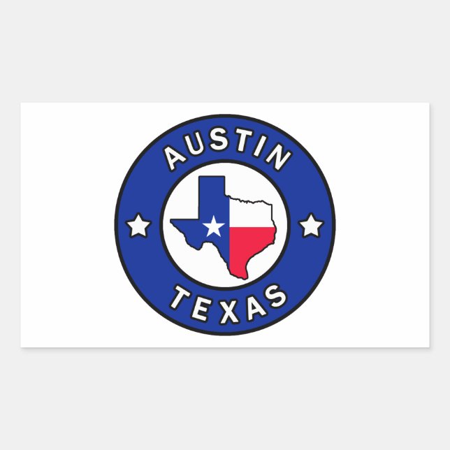 Pegatina Rectangular Austin Texas (Anverso)