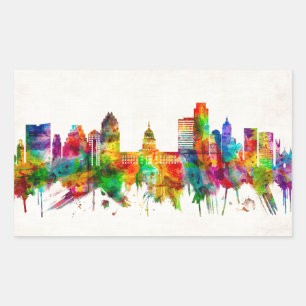 Pegatina Rectangular Austin Texas Skyline