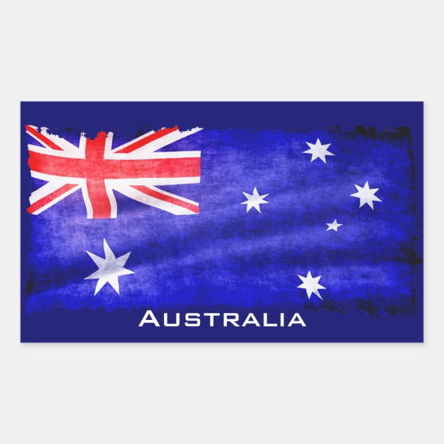 Pegatina Rectangular Australiano, Bandera Australiana, Bajo Bandera Pat (Anverso)