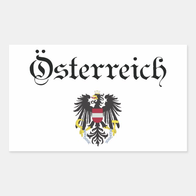 Pegatina Rectangular Austria + Escudo de armas (Anverso)