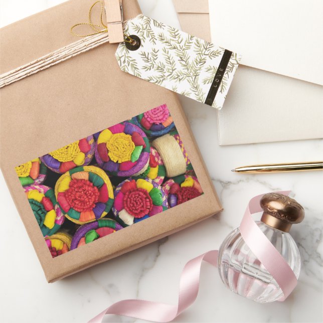 Pegatina Rectangular Auténticas cestas de mimbre mexicanas (Regalar)