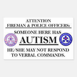 Pegatina Rectangular AutismPuzzlePiece.com Autismo, Incendio/Seguridad