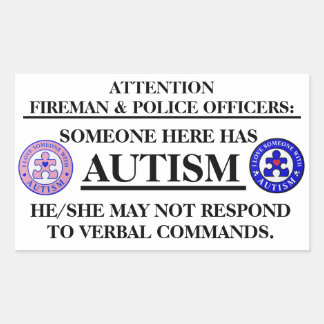 Pegatina Rectangular AutismPuzzlePiece.com Autismo, Incendio/Seguridad