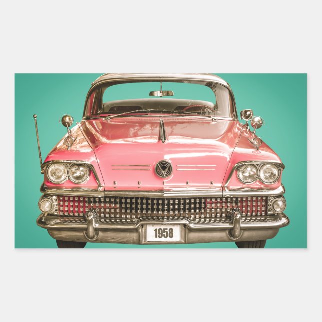Pegatina Rectangular Auto clásico Buick del siglo 1958 (Anverso)