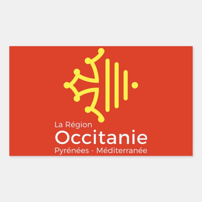 Pegatina Rectangular autoadhesivo “región Occitanie” Francia (Anverso)