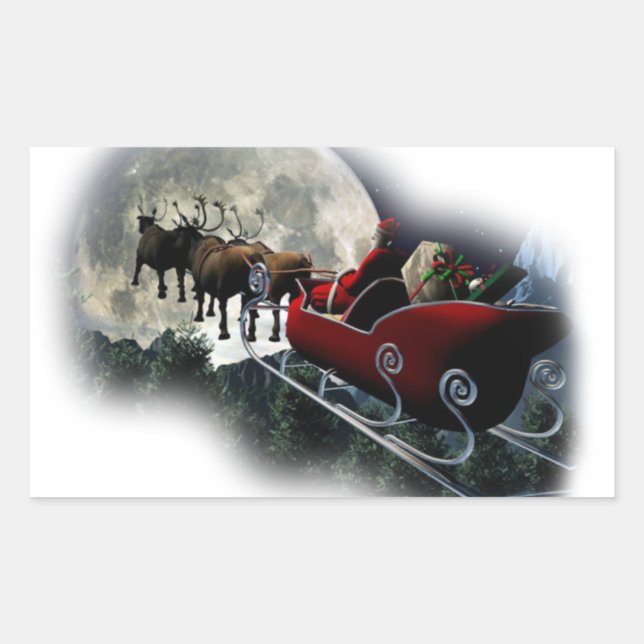 Pegatina Rectangular Autoadhesivos Papá Noel (Anverso)