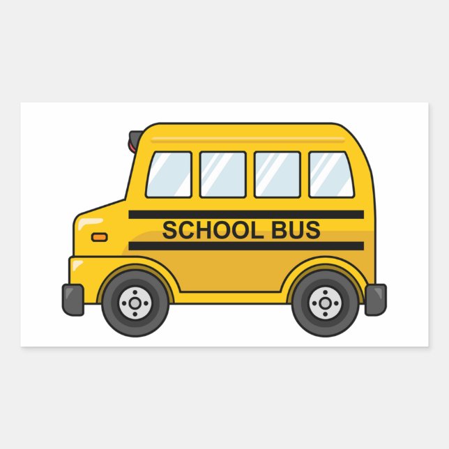 Pegatina Rectangular Autobús escolar amarillo y negro personalizado (Anverso)