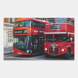 Pegatina Rectangular Autobuses Red Double Decker