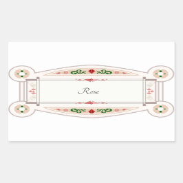 Pegatina Rectangular Autocollant rétro avec étiquette rosa