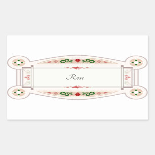 Pegatina Rectangular Autocollant rétro avec étiquette rosa